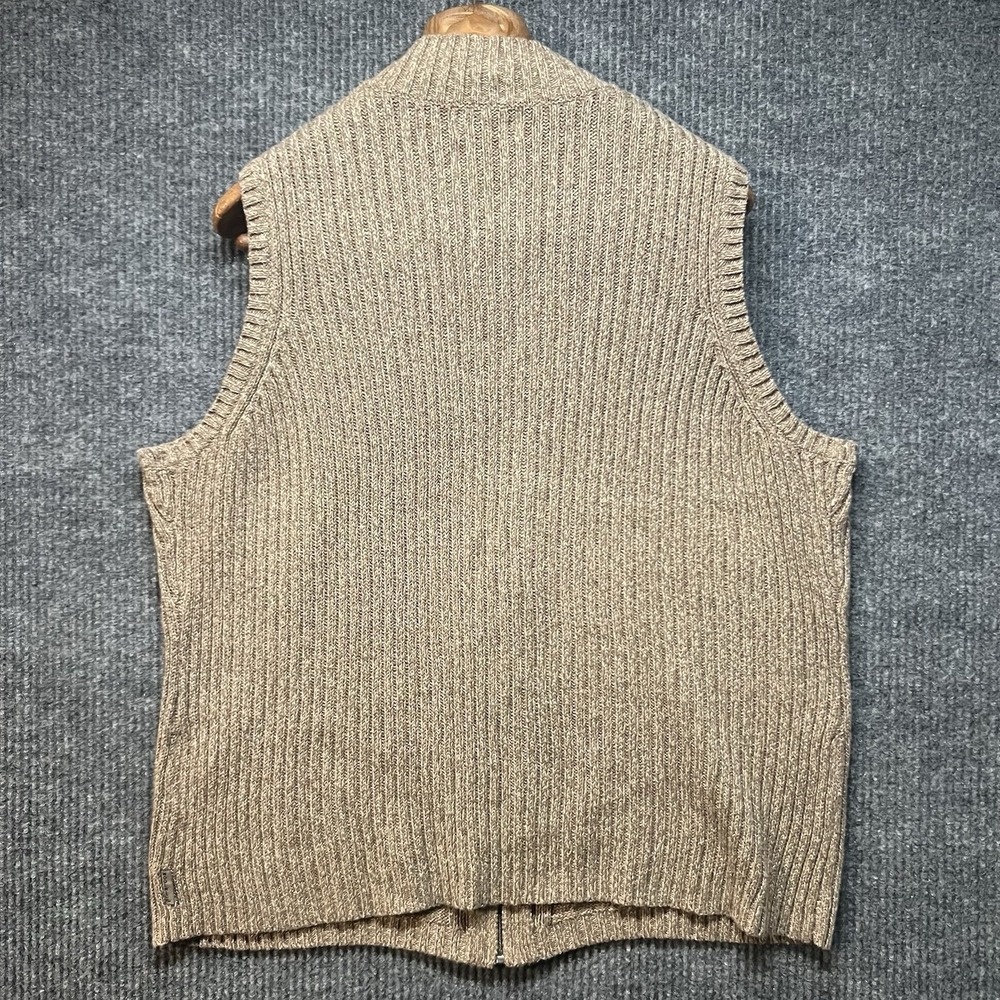 Woolrich Sweater Vest Womens XL Tan Cable Knit Mock Neck Ramie Cotton - Picture 6 of 8